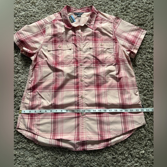 Eddie Bauer Women's Pink and White Plaid Button-Down Shirt - Picture 5 of 8